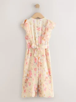 Jumpsuits En Playsuits*Next - Short Sleeve Pleated Ruffle Jumpsuit (3-16yrs) Geel gebloemd