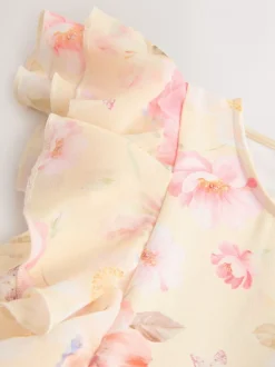 Jumpsuits En Playsuits*Next - Short Sleeve Pleated Ruffle Jumpsuit (3-16yrs) Geel gebloemd