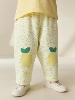 Broeken En Leggings|Next - Embellished Barrel Trousers (3mths-7yrs) Geel met citroenenprint