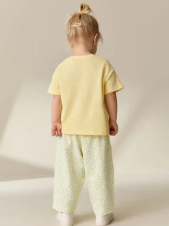 Broeken En Leggings|Next - Embellished Barrel Trousers (3mths-7yrs) Geel met citroenenprint