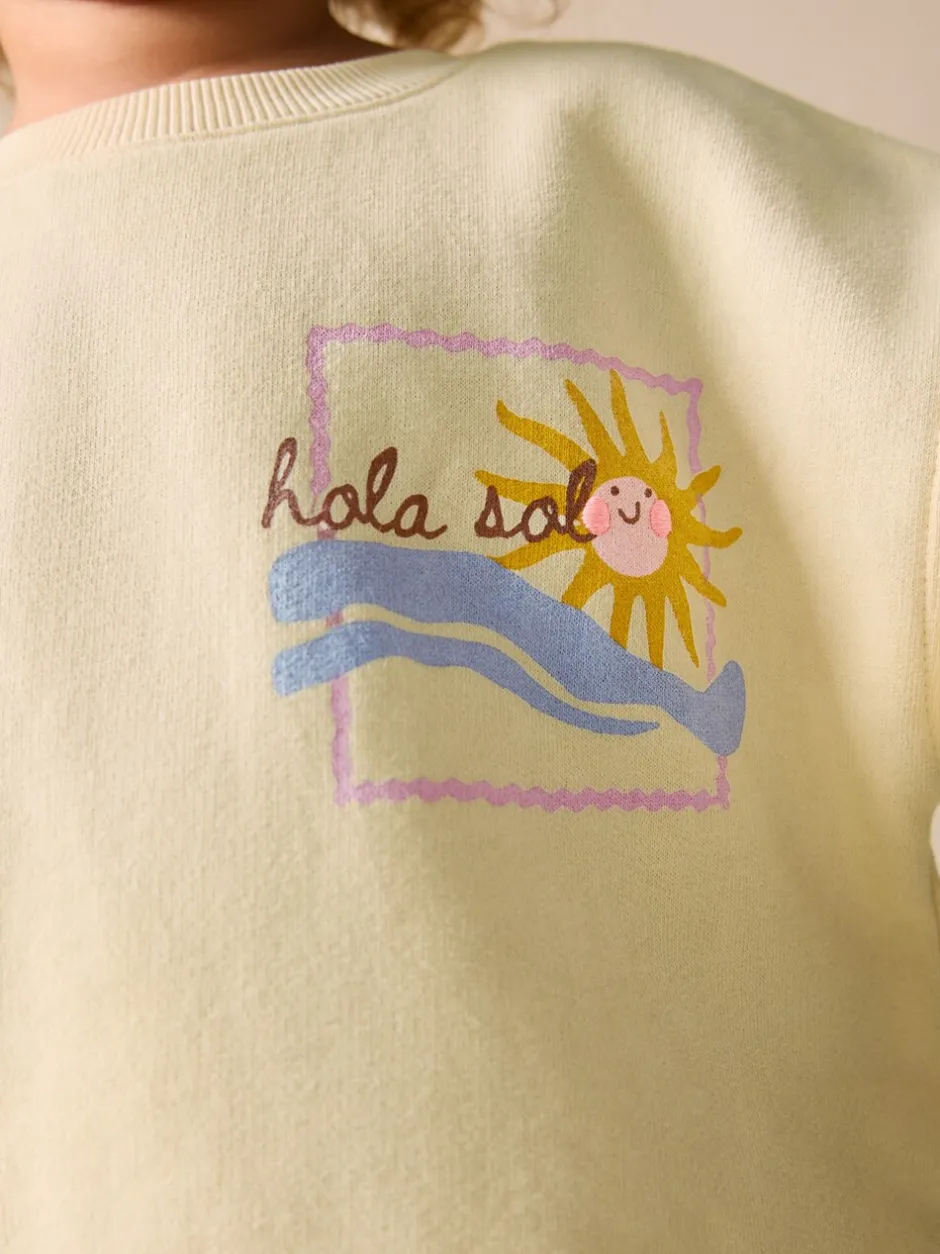 Sets En Combisets|Truien En Breisels*Next Geel met dierenprint - Set van sweatshirt en joggingbroek met rechte wijde pijpen (3mnd -7jr)