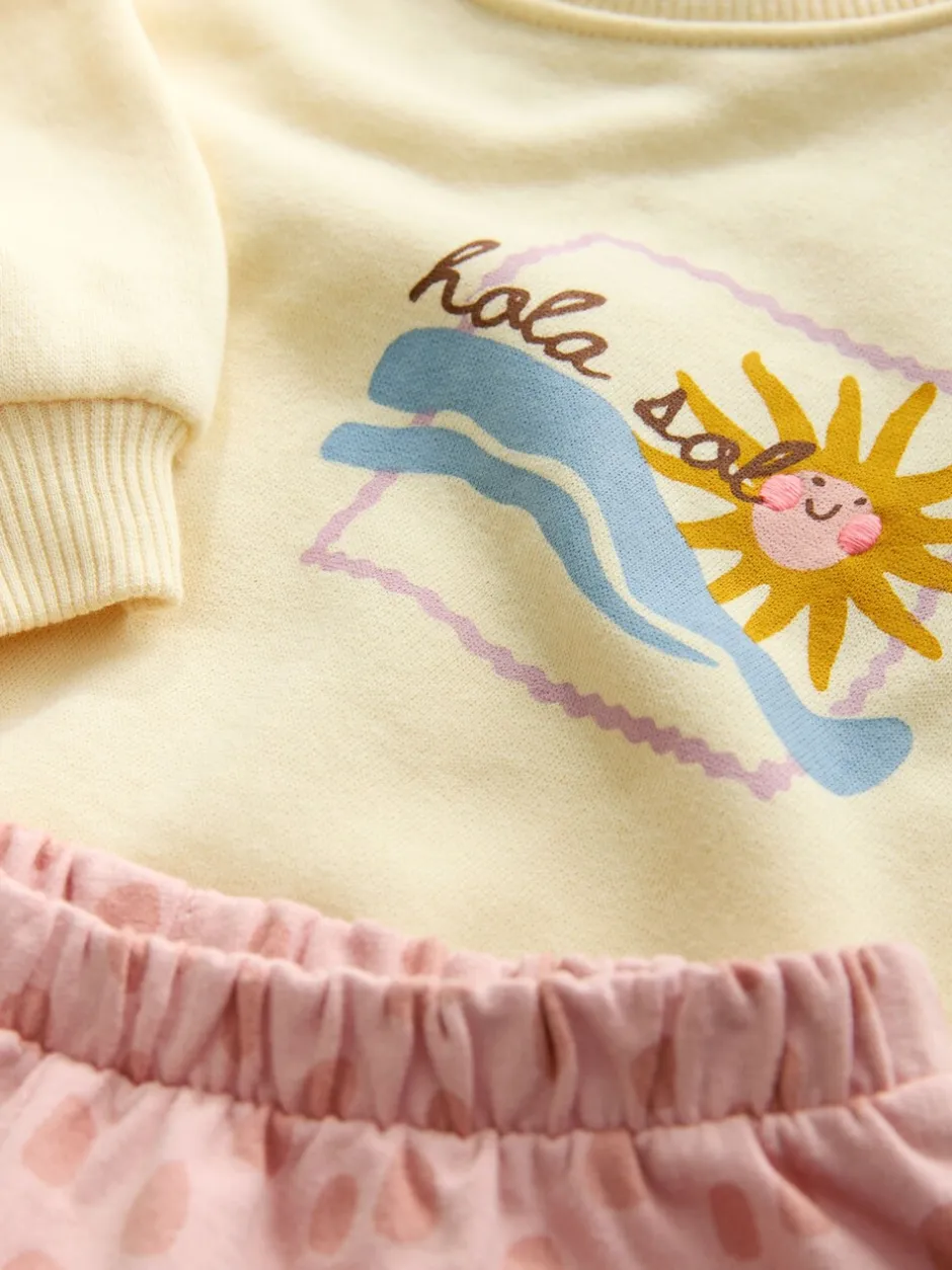 Sets En Combisets|Truien En Breisels*Next Geel met dierenprint - Set van sweatshirt en joggingbroek met rechte wijde pijpen (3mnd -7jr)