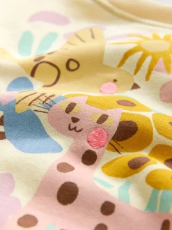 Sets En Combisets|Truien En Breisels*Next Geel met dierenprint - Set van sweatshirt en joggingbroek met rechte wijde pijpen (3mnd -7jr)