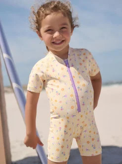 Badkleding|Badkleding*Next Geel met fijne gingham-ruit - Zonbeschermend badpak (3 mnd-10 jr)