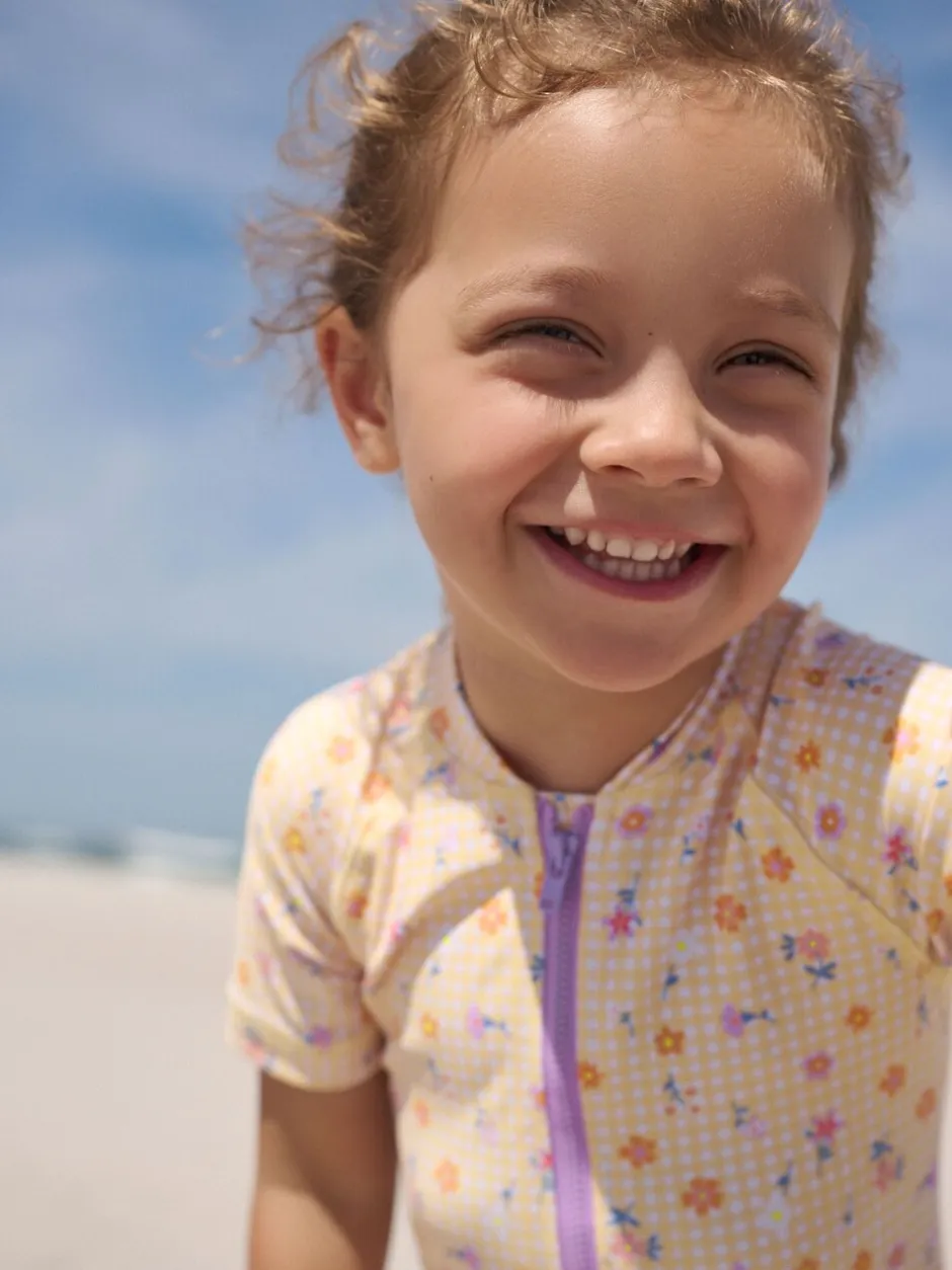 Badkleding|Badkleding*Next Geel met fijne gingham-ruit - Zonbeschermend badpak (3 mnd-10 jr)