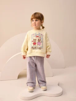 Truien En Breisels|Sets En Outfits*Next Geel met gingham beren - Set van sweatshirt en broek met wijde pijpen (3mnd -7jr)