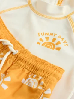 Badkleding|Badkleding*Next - Sunsafe Rash Vest and Swim Shorts Set (3mths-7yrs) Geel/oranje