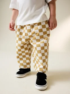 Broeken En Chino's|Next Geel/wit geblokt - Wijde broek met elastische taille (3mnd-7jr)