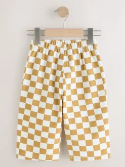 Broeken En Chino's|Next Geel/wit geblokt - Wijde broek met elastische taille (3mnd-7jr)