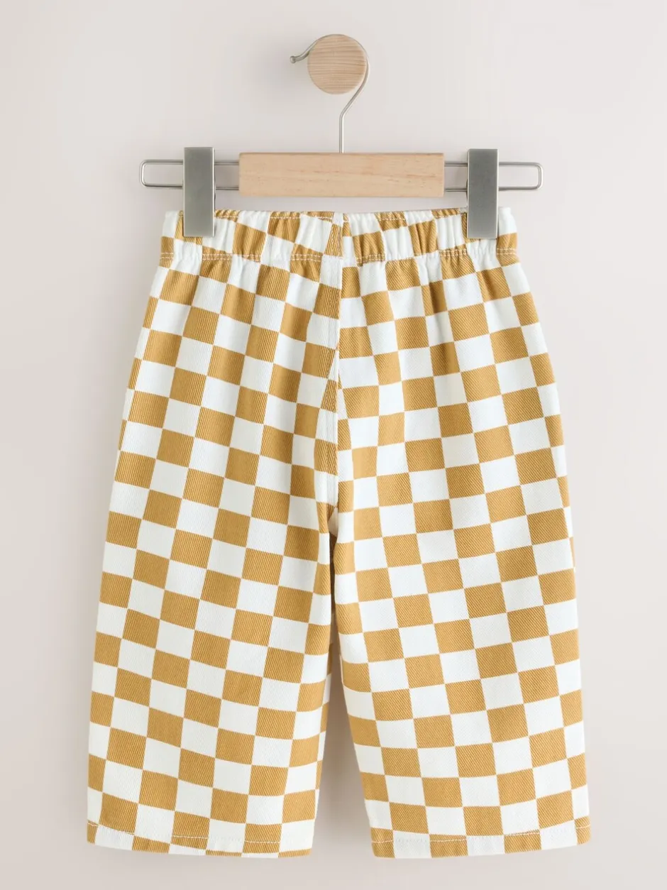 Broeken En Chino's|Next Geel/wit geblokt - Wijde broek met elastische taille (3mnd-7jr)