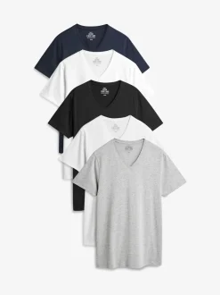 Ondergoed|Ondergoed*Next - Verpakking van 5 slim-fit 100% katoenen T-shirts met V-hals en laagjes Gemengd