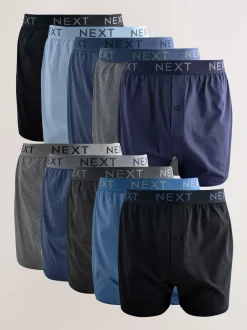 Ondergoed|Ondergoed*Next - Boxershorts met wijde pasvorm Gemêleerd blauw/grijs
