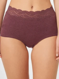 Onderbroeken*Next Gemêleerd grijs/roze/roodpaars - Katoenen kanten slipjes 4 stuks