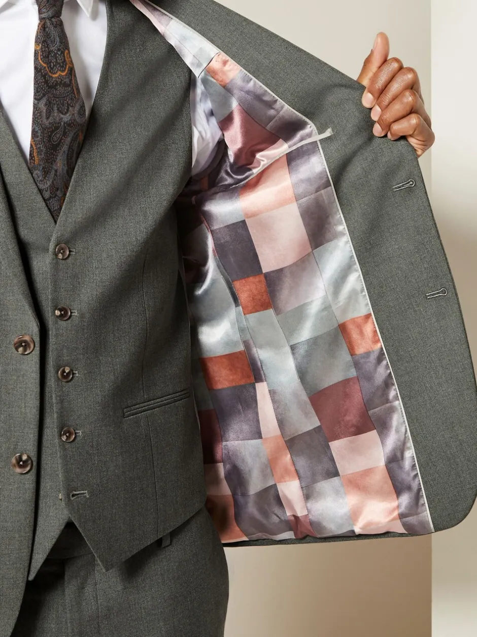 Blazers En Business-Jasjes|Pakken|Next - Slim Fit - Meegevend stretchkostuumjasje Gemêleerd groen