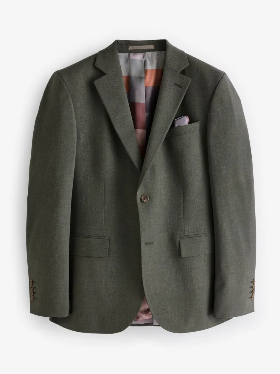 Blazers En Business-Jasjes|Pakken|Next - Slim Fit - Meegevend stretchkostuumjasje Gemêleerd groen