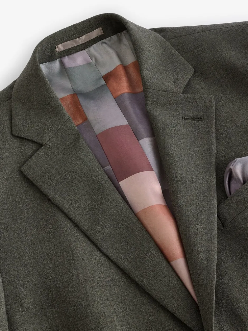 Blazers En Business-Jasjes|Pakken|Next - Slim Fit - Meegevend stretchkostuumjasje Gemêleerd groen