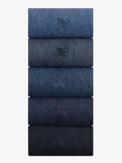 Sokken|Sokken|Next Gemêleerd marineblauw - Verpakking van 5 - Frisblijvende sokken met borduursel