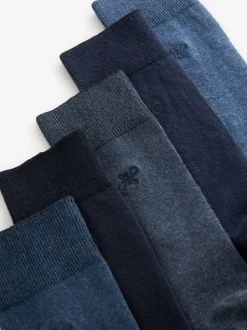 Sokken|Sokken|Next Gemêleerd marineblauw - Verpakking van 5 - Frisblijvende sokken met borduursel