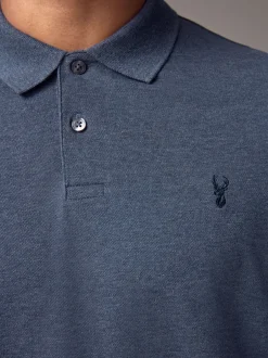 Poloshirts|Next Gemêleerde denim - Normale Pasvorm - Piqué poloshirt met korte mouwen