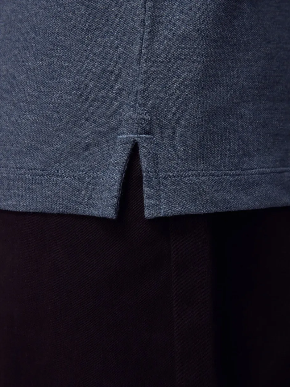 Poloshirts|Next Gemêleerde denim - Normale Pasvorm - Piqué poloshirt met korte mouwen