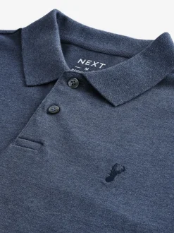 Poloshirts|Next Gemêleerde denim - Normale Pasvorm - Piqué poloshirt met korte mouwen