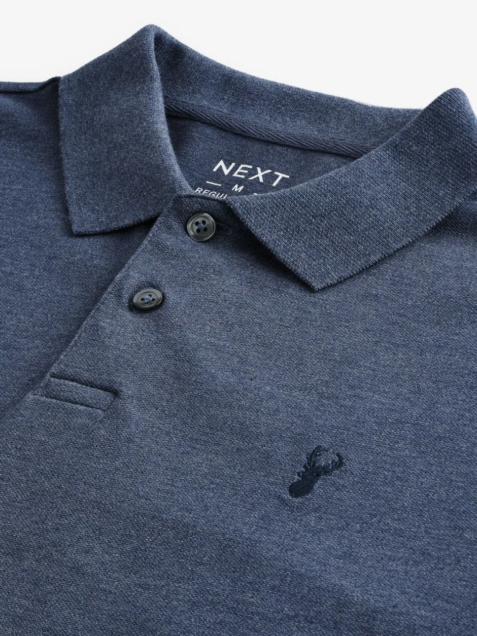 Poloshirts|Next Gemêleerde denim - Normale Pasvorm - Piqué poloshirt met korte mouwen