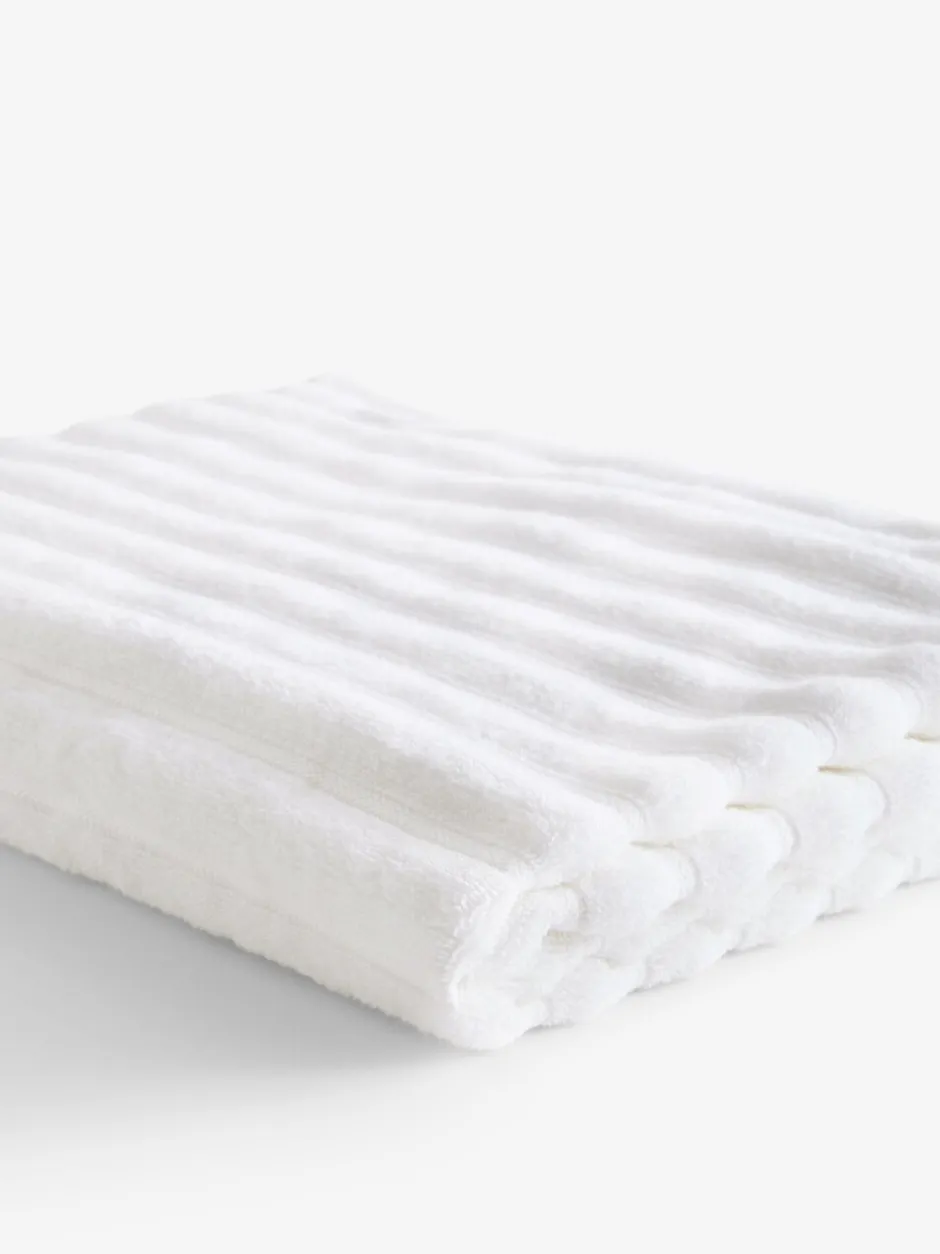 Handdoeken En Badmatten|Next Geribbelde handdoek Wit