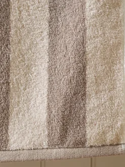 Handdoeken En Badmatten|Next Gestreepte 100% katoenen handdoek Natuurlijke nerts