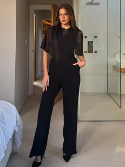 Jumpsuits En Playsuits|Girl In Mind Vivienne Cape Detail Stretch Jumpsuit