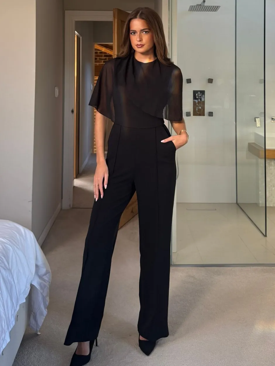 Jumpsuits En Playsuits|Girl In Mind Vivienne Cape Detail Stretch Jumpsuit