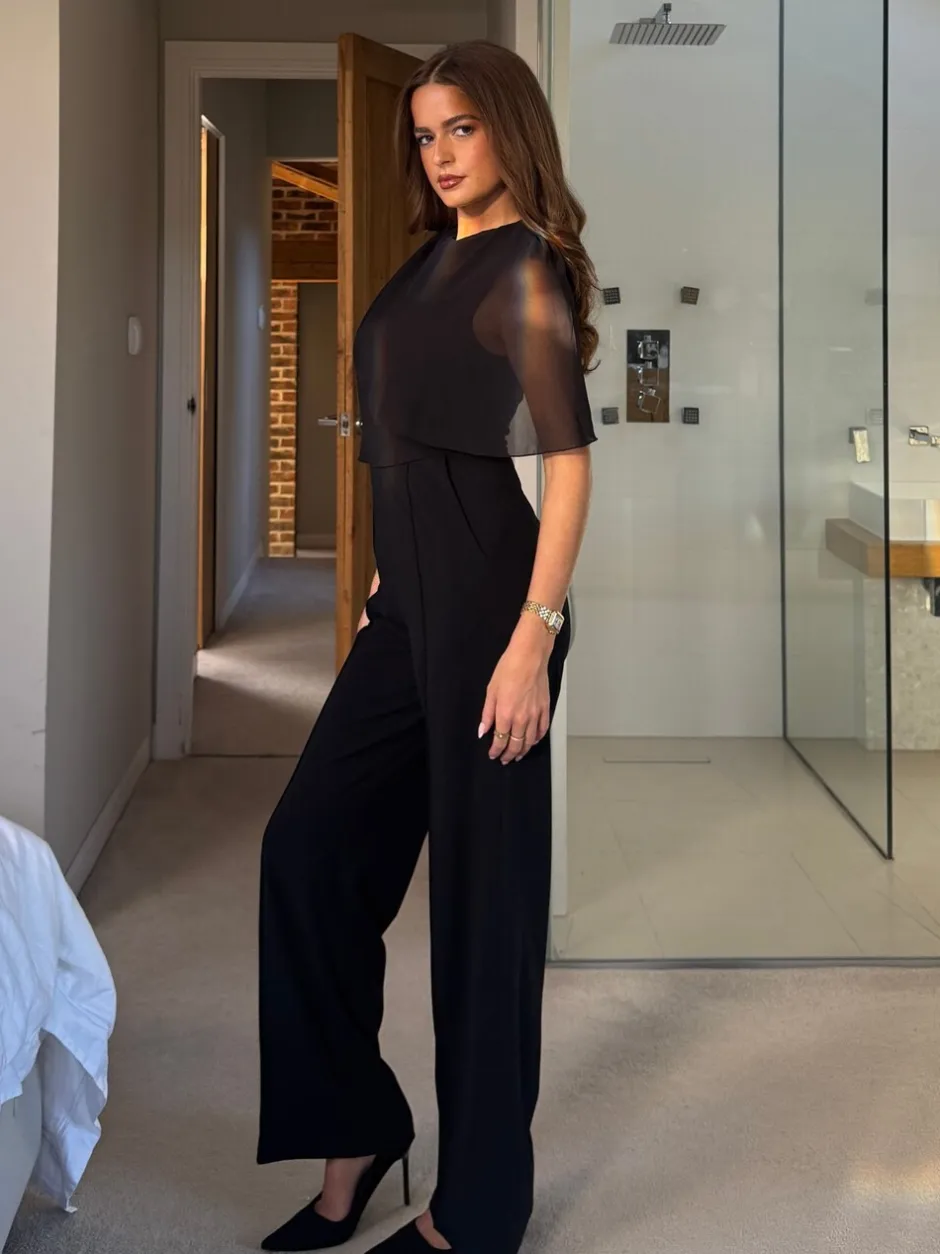 Jumpsuits En Playsuits|Girl In Mind Vivienne Cape Detail Stretch Jumpsuit