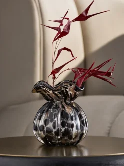 Vazen|Next Glazen Confetti vaas met bloemen Zwart/goud