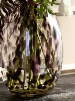 Vazen*Next Glazen Confetti vaas met bloemen Zwart/goud