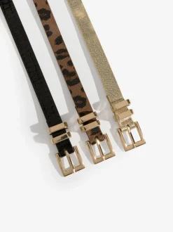 Ceintuurs*Lipsy Gold, Leopard & Black - Skinny Belts 3 Pack Gold, Leopard & Black