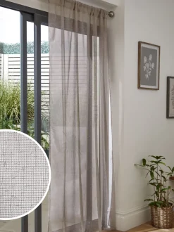 Gordijnen|Gordijnen*Next Gordijnen met gesloten bovenkant van doorschijnenden voile met linnenlook Natuurlijk