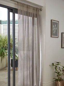 Gordijnen|Gordijnen*Next Gordijnen met gesloten bovenkant van doorschijnenden voile met linnenlook Natuurlijk