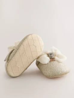 Gelegenheidskleding|Baker by Ted Baker Goud - babyslofjes met strik voor meisjes