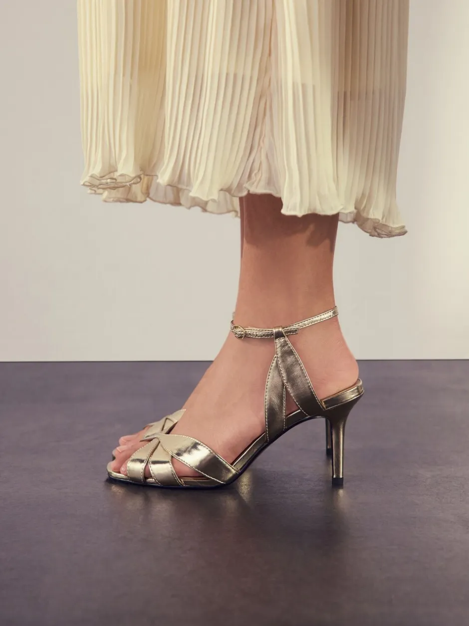 Schoenen Met Hakken*Next - Forever Comfort® Leather Lattice Front Heeled Sandals Goud