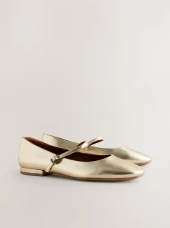 Lage Schoenen*Next - Forever Comfort® Mary Jane-schoenen met vierkante neus Goud