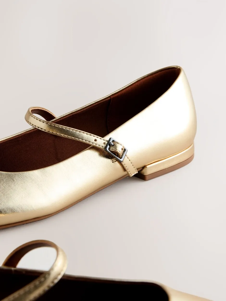 Lage Schoenen*Next - Forever Comfort® Mary Jane-schoenen met vierkante neus Goud