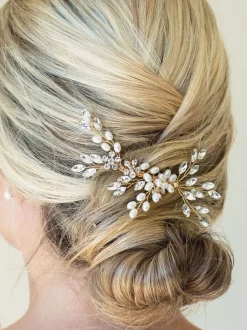 Haaraccessoires*Ivory & Co - - Sierkam met parels en kristallen Goud