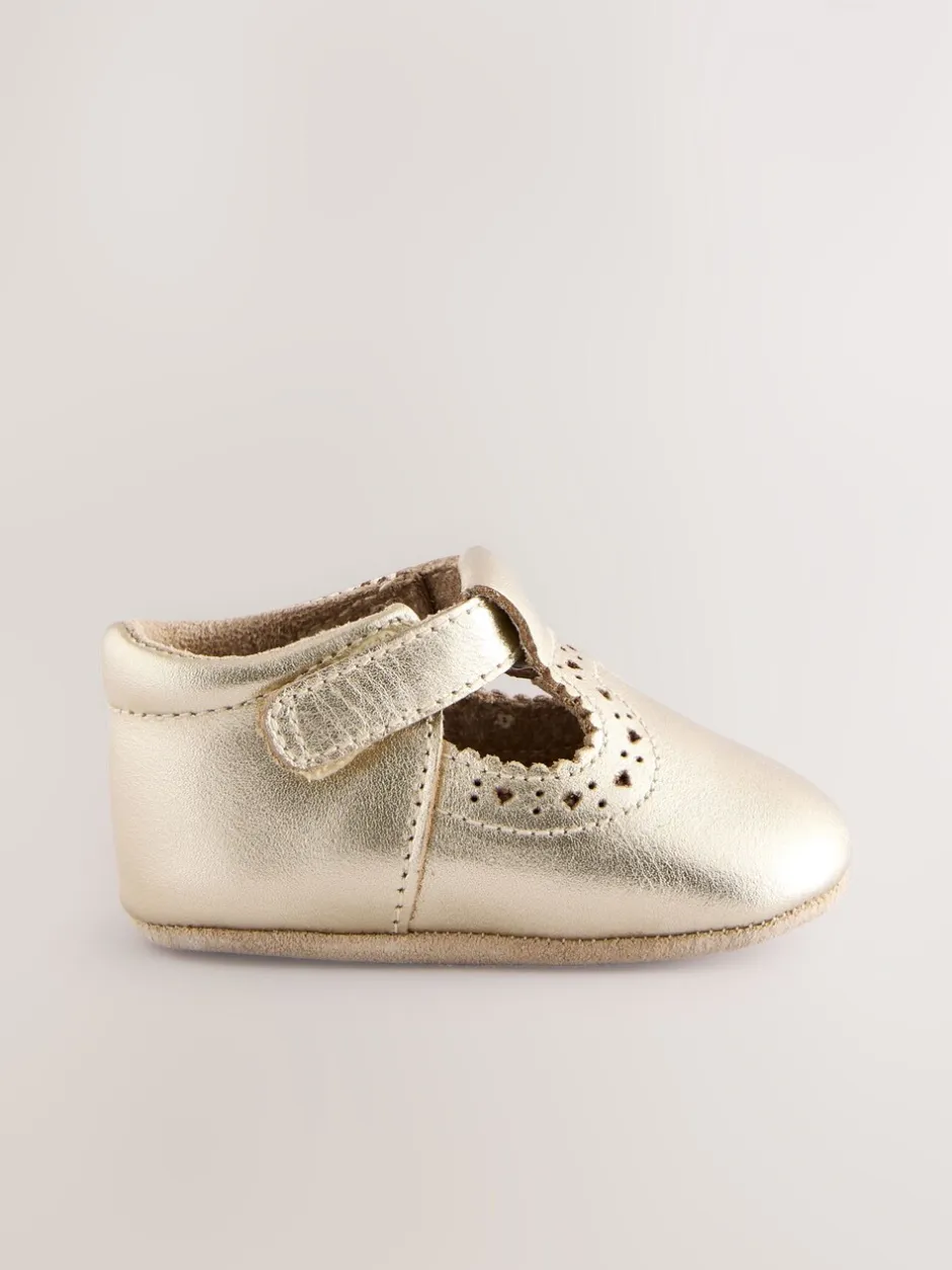 Babyschoenen|Next - Leren babyschoen met T-bandje (0 - 24 mnd) Goud