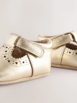 Babyschoenen|Next - Leren babyschoen met T-bandje (0 - 24 mnd) Goud
