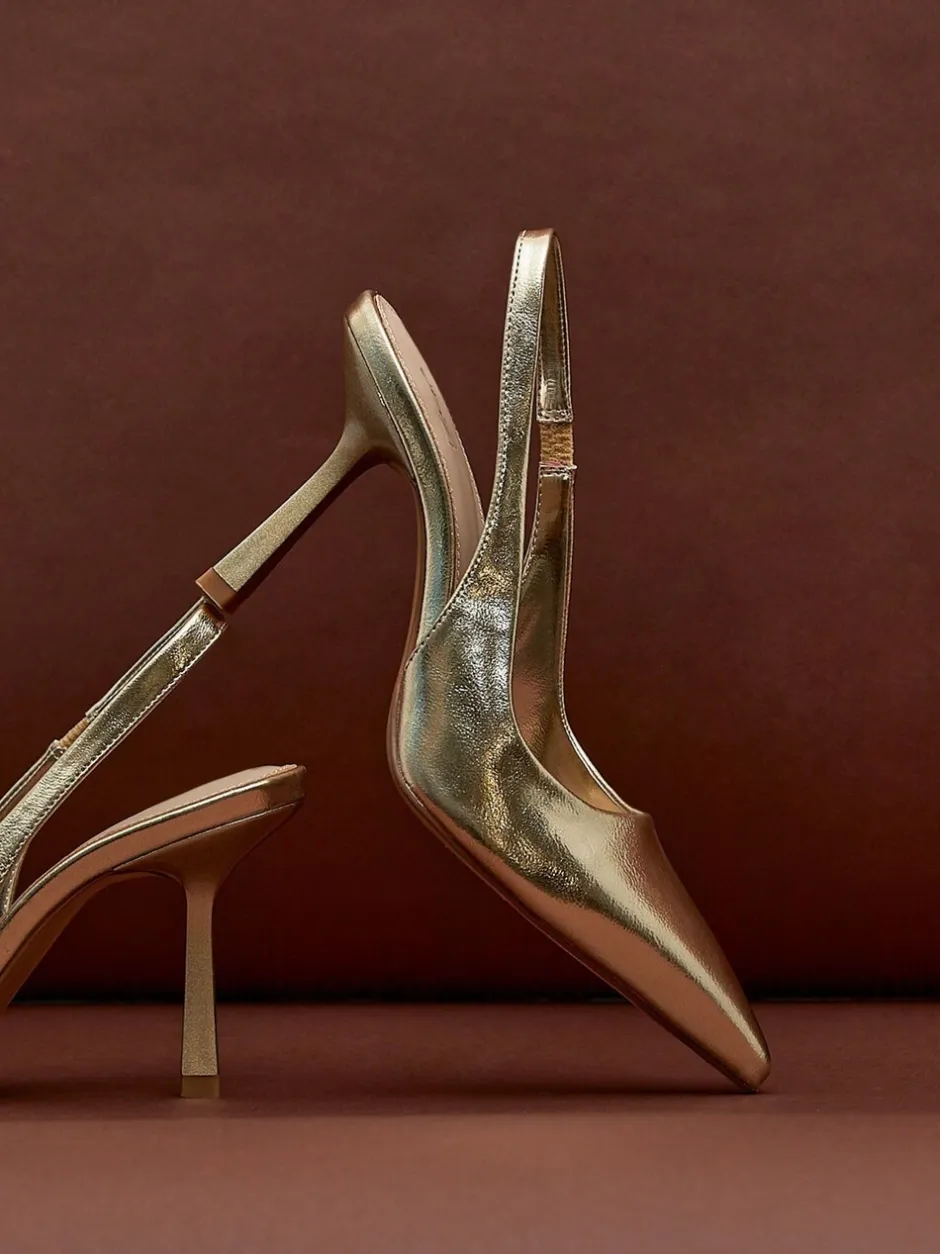 Schoenen Met Hakken|Linzi - Dash Slingback Court Heels Goud