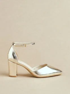 Ruimvallend En Extraruimvallend|Schoenen Met Hakken*Linzi - Davina pumps met blokhak en dichte hiel Goud