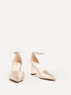 Schoenen Met Hakken|Gelegenheidskleding*Linzi Goud - Leona pumps met blokhak en dichte hiel