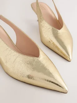 Ruimvallend En Extraruimvallend|Schoenen Met Hakken*Next Goud - Punt Toe Lage Slingback Naaldhak Schoenen