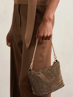 Tassen En Portemonnees|Gelegenheidskleding|Reiss - Leah Crystal Bracelet Pouch Bag Goud