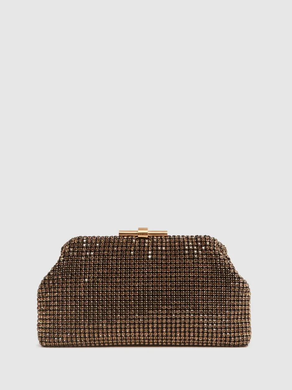 Tassen En Portemonnees|Gelegenheidskleding*Reiss - versierde Adaline clutch Goud
