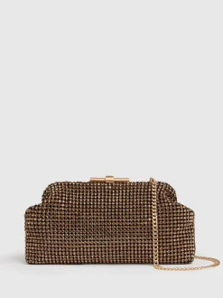 Tassen En Portemonnees|Gelegenheidskleding*Reiss - versierde Adaline clutch Goud